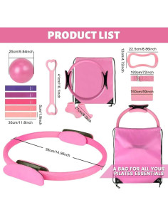 Kit de Pilates para Mujeres Genérico - 13 Piezas Rosa 2