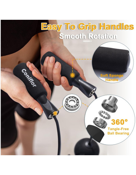 Cuerda de Salto 2 en 1 Coniflor - Sin Enredos y Ajustable