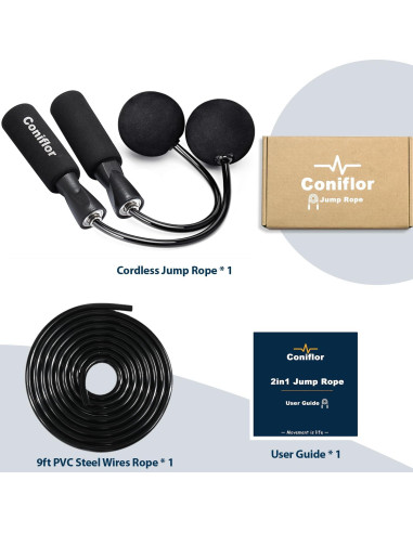 Cuerda de Salto 2 en 1 Coniflor - Sin Enredos y Ajustable