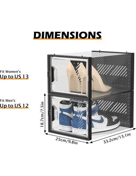 Organizador de Zapatos SIMPDIY 12 Cajas Apilables Transparentes Organizador de Zapatos SIMPDIY 12 Cajas Apilables Transparentes