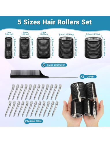Juego de Rulos para Cabello Audab 56 Piezas con Clips y Bolsa