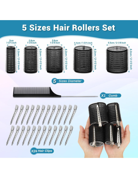 Juego de Rulos para Cabello Audab 56 Piezas con Clips y Bolsa