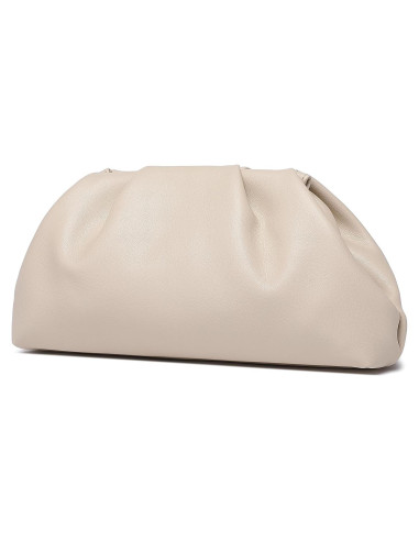 Bolso de mano de cuero PU suave para mujeres - Beige - 9115