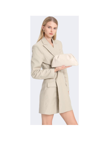 Bolso de mano de cuero PU suave para mujeres - Beige - 9115