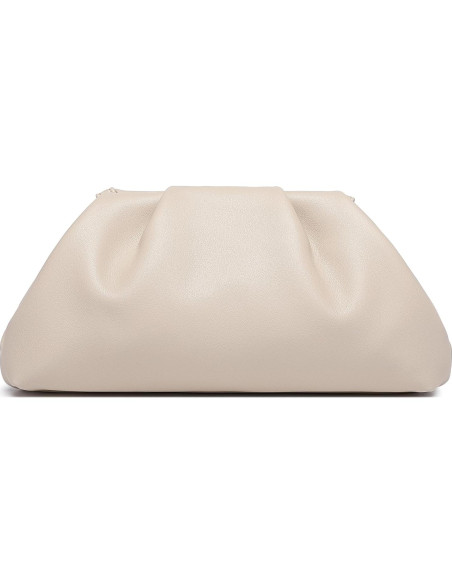 Bolso de mano de cuero PU suave para mujeres - Beige - 9115