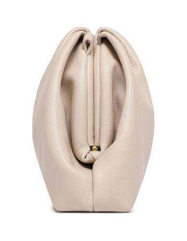 Bolso de mano de cuero PU suave para mujeres - Beige - 9115