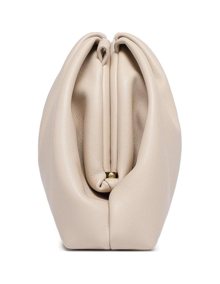 Bolso de mano de cuero PU suave para mujeres - Beige - 9115