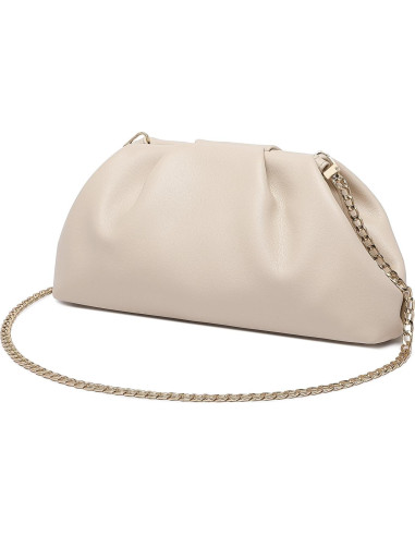 Bolso de mano de cuero PU suave para mujeres - Beige - 9115