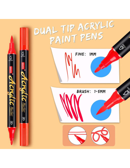 Marcadores de Pintura Acrílica Droaful, 20 Colores Doble Punta