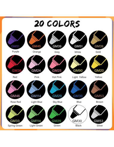 Marcadores de Pintura Acrílica Droaful, 20 Colores Doble Punta