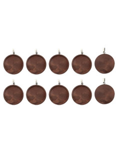 10 Piezas Base de Pendientes Redondos de Madera 25 mm UUYYEO