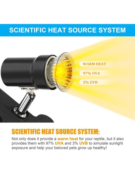 Lámpara de Calor para Reptiles DaToo 50W UVA UVB Ajustable