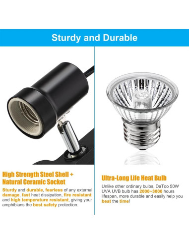 Lámpara de Calor para Reptiles DaToo 50W UVA UVB Ajustable