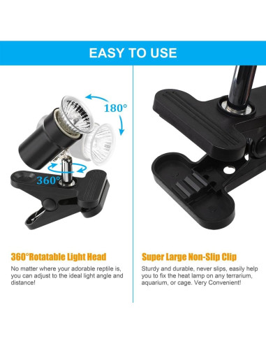 Lámpara de Calor para Reptiles DaToo 50W UVA UVB Ajustable
