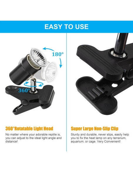 Lámpara de Calor para Reptiles DaToo 50W UVA UVB Ajustable
