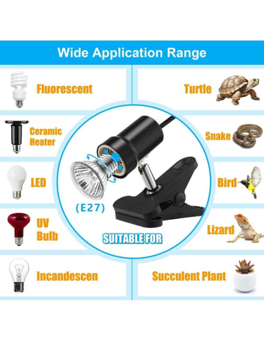 Lámpara de Calor para Reptiles DaToo 50W UVA UVB Ajustable