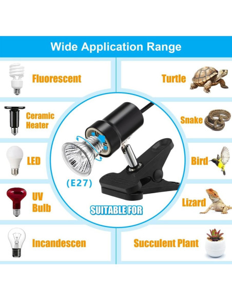 Lámpara de Calor para Reptiles DaToo 50W UVA UVB Ajustable