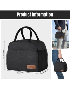 Bolsa de Almuerzo Aislante Douyadady Negra 27.4x16x22.4cm 2