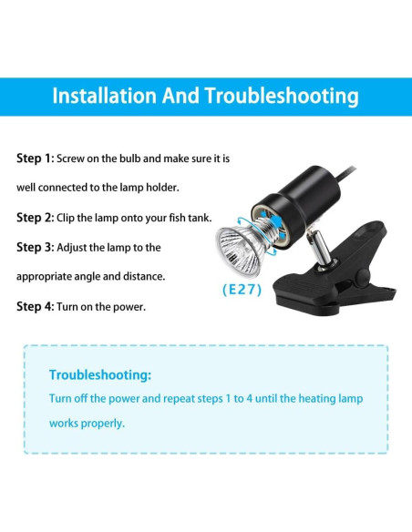 Lámpara de Calor para Reptiles DaToo 50W UVA UVB Ajustable