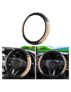 Cubierta de Volante de Coche LoyaForba Beige 36-38 cm Cuero