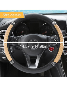 Cubierta de Volante de Coche LoyaForba Beige 36-38 cm Cuero 2