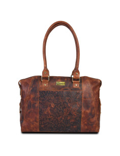 Bolso Tote de Cuero VALENCHI para Mujeres - Cognac Vintage