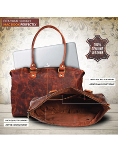 Bolso Tote de Cuero VALENCHI para Mujeres - Cognac Vintage 2