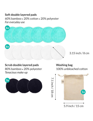 Discos Desmaquillantes Reutilizables Odoxia 15 Unidades Ecológicos