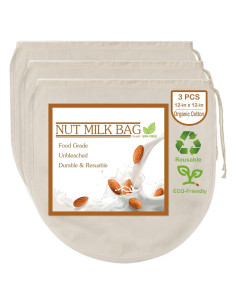 Bolsas de Leche de Nueces Fancymay 3 PCS 30.48x30.48cm Algodón