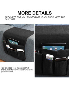 Organizador de Reposabrazos Sixyotie 5 Bolsillos Negro 33x89 cm 2