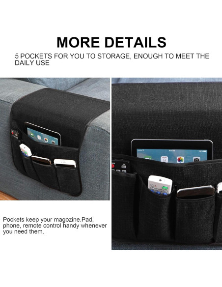 Organizador de Reposabrazos Sixyotie 5 Bolsillos Negro 33x89 cm