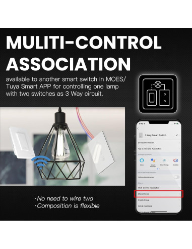 Interruptor de Luz Inteligente MOES 2da Generación WiFi 2.4GHz
