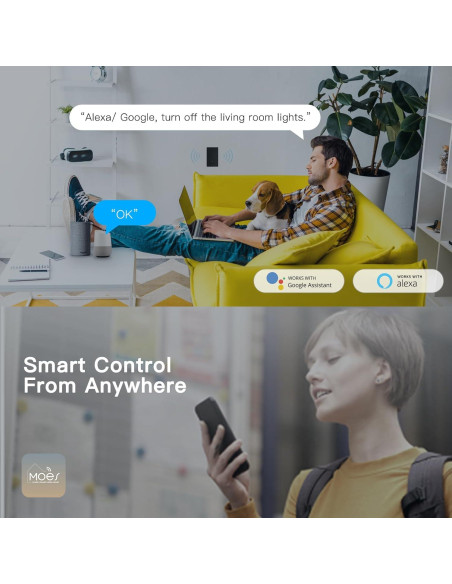 Interruptor de Luz Inteligente MOES 2da Generación WiFi 2.4GHz