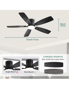 Ventilador de Techo FUMLTP 132 cm con Luz LED y Control Remoto 2