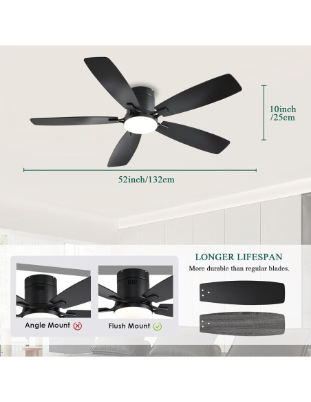 Ventilador de Techo FUMLTP 132 cm con Luz LED y Control Remoto