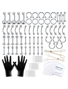 Kit de Piercing Corporal A-minusone 84 Piezas 14G 16G Acero Inoxidable