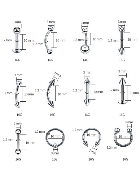 Kit de Piercing Corporal A-minusone 84 Piezas 14G 16G Acero Inoxidable Kit de Piercing Corporal A-minusone 84 Piezas 14G 16G Acero Inoxidable