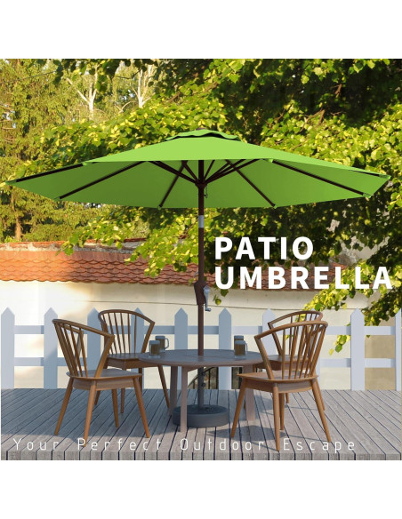 Sombrilla de Patio Tobeos 10 PIES Inclinable UV Impermeable Verde Sombrilla de Patio Tobeos 10 PIES Inclinable UV Impermeable Verde