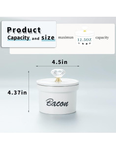 Contenedor de Grasa de Tocino HAOTOP con Tapa de Cristal 354 ml 2