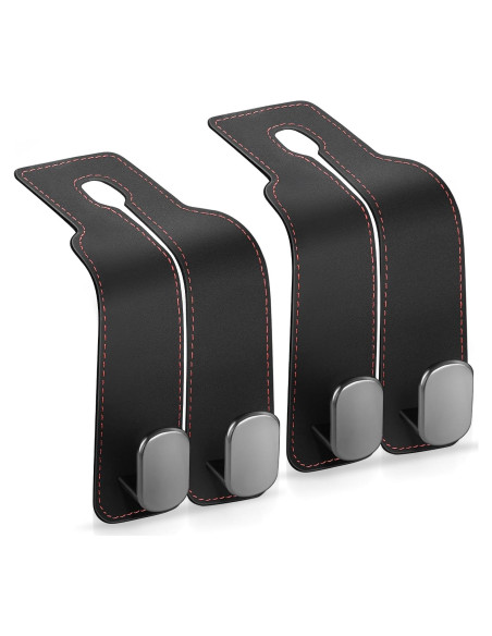 Ganchos para Reposacabezas Accevo - 2 Piezas de Metal con Cuero