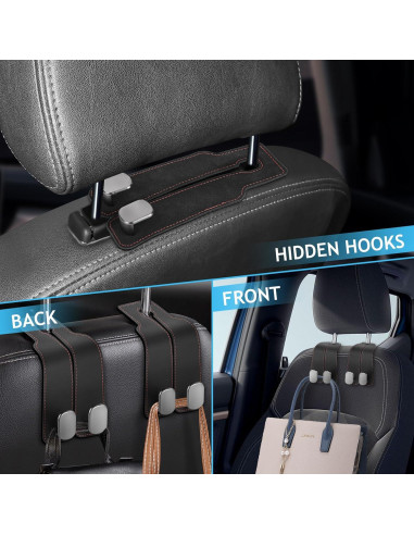 Ganchos para Reposacabezas Accevo - 2 Piezas de Metal con Cuero