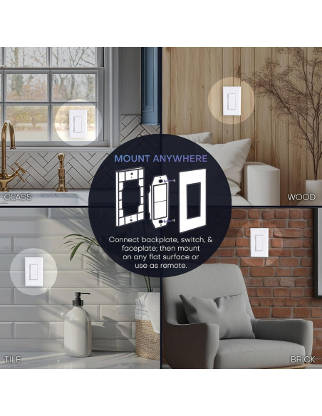 Interruptor de Luz Inalámbrico RunLessWire Negro - Autoalimentado