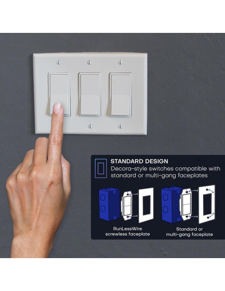 Interruptor de Luz Inalámbrico RunLessWire Negro - Autoalimentado