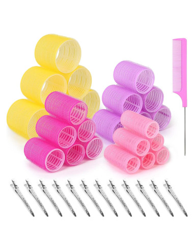 Juego de Rulos Autoadhesivos Anezus 48 Piezas 4 Tamaños