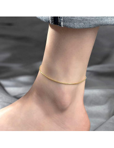 Tobillera de Oro 18K para Mujeres - Cadena de Serpiente 21.6 cm 2