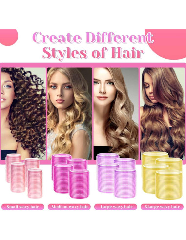 Juego de Rulos Autoadhesivos Anezus 48 Piezas 4 Tamaños