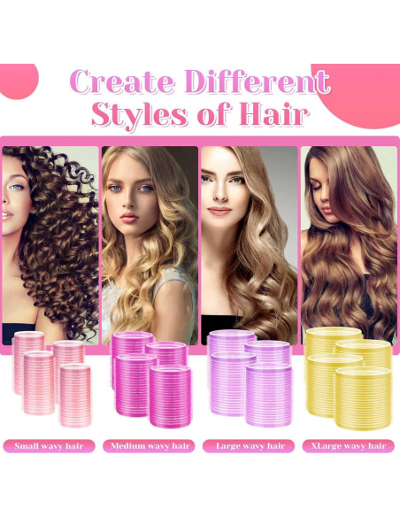 Juego de Rulos Autoadhesivos Anezus 48 Piezas 4 Tamaños