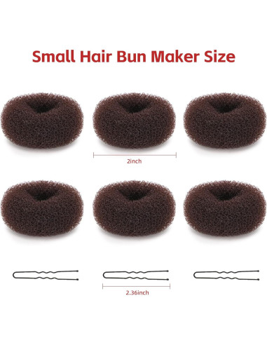 Juego de 6 Hacedores de Moños de Cabello Aivwis - Estilo Donut