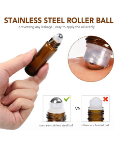 Botellas de Aceite Esencial LotFancy 6pc 10ml Ámbar con Rodillo 2