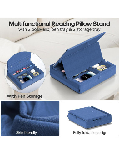 Soporte para Libros KDD Plegable con Almacenamiento Azul